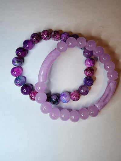 Multi Colored Purple & Purple Quartz Bracelet Basket Set