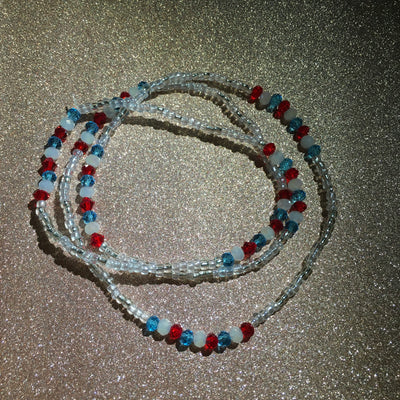 Red White & Blue Crystals Waist beads