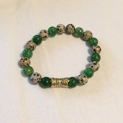 “Happy”  Precious green Stacked Bracelets
