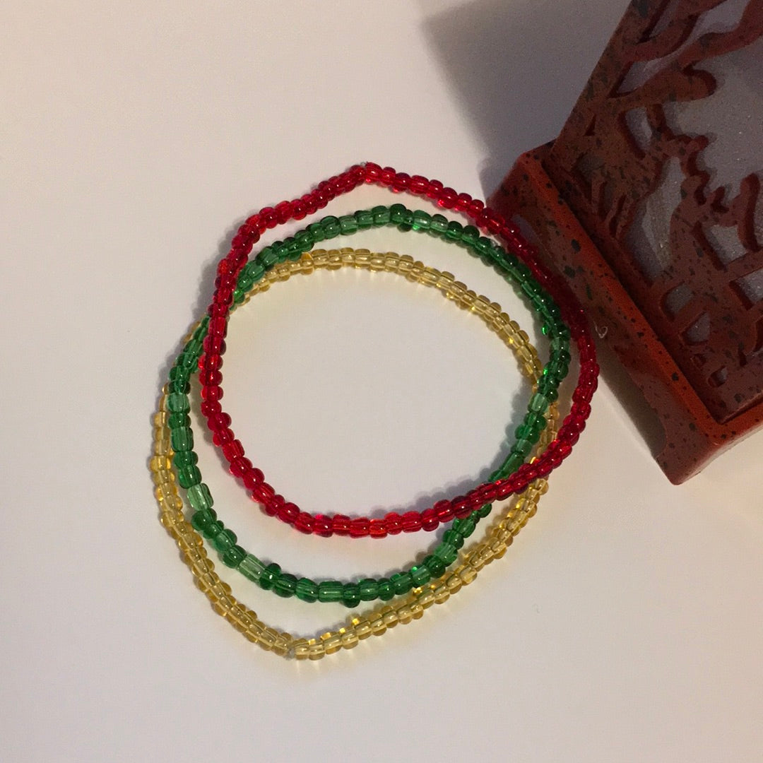 Holiday Beaded Anklets set